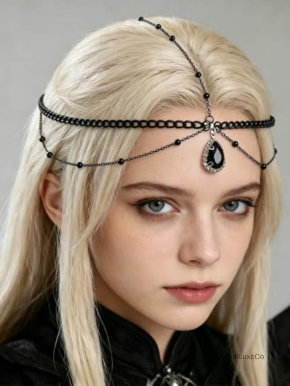Gothic Crystal Layered Head Chain Forehead Headpiece Halloween Costume Hair